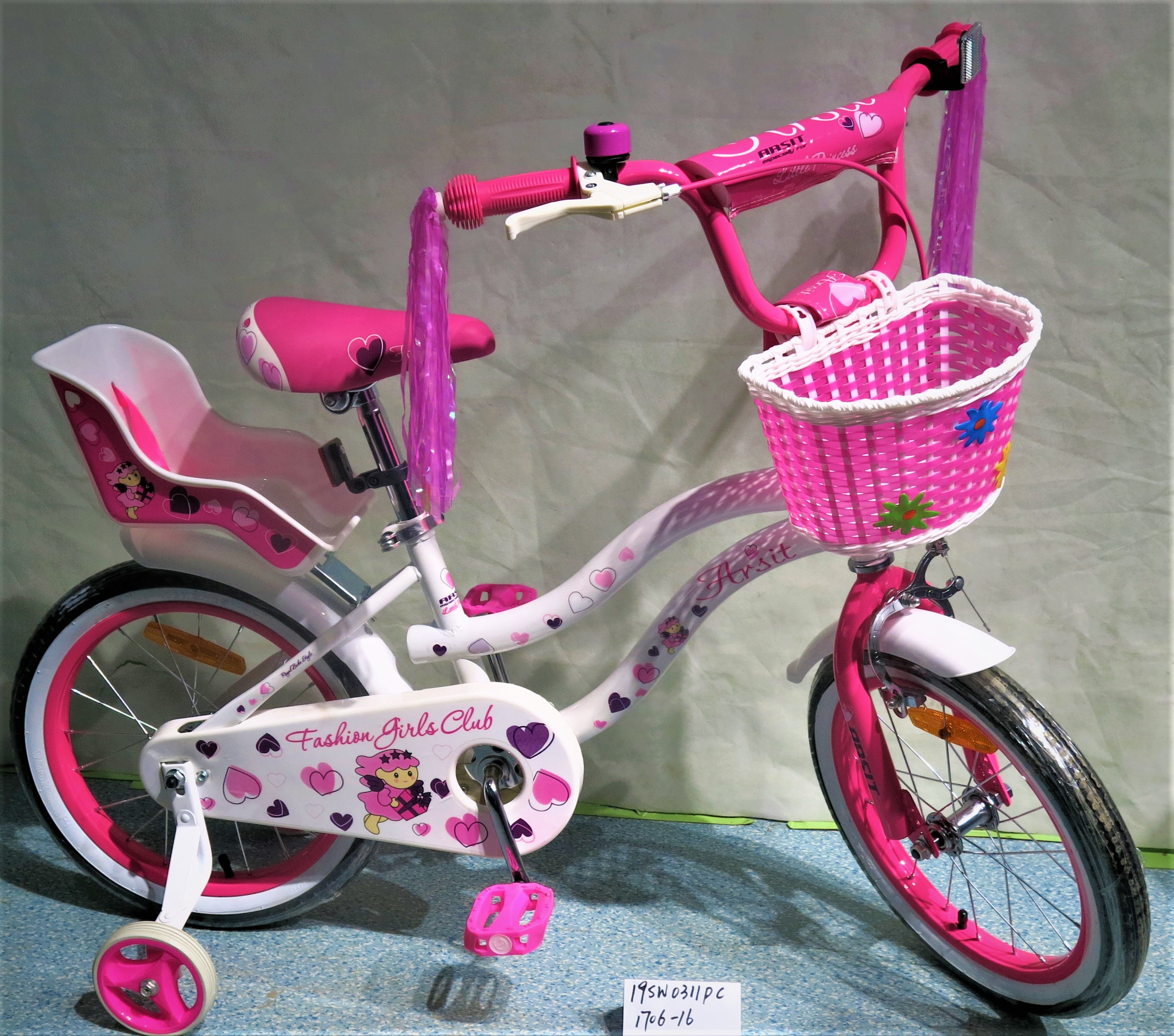

Велосипеды двухколесные 16д 1706-16 розовый с корзинкой Huada Toys