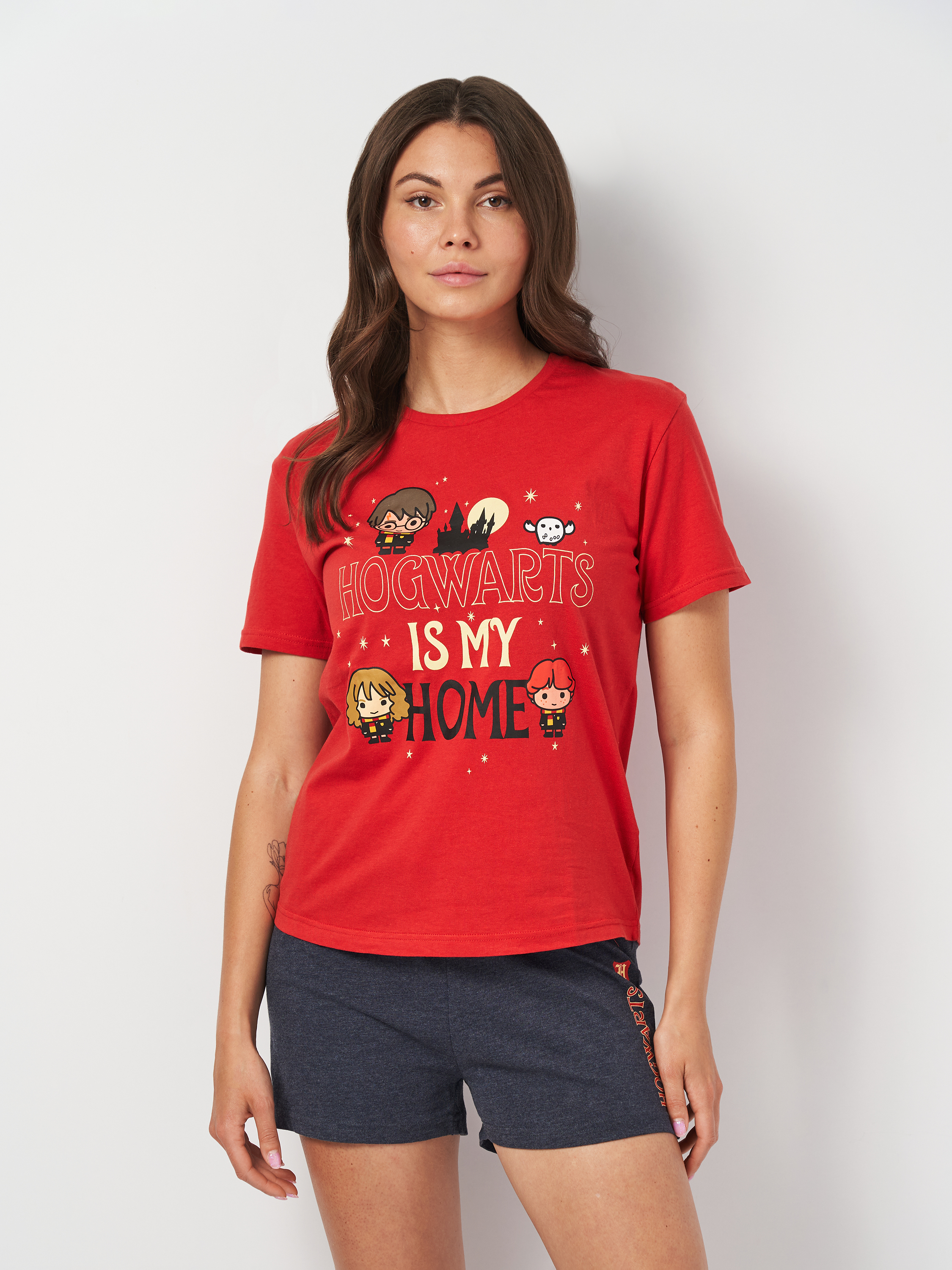 Акція на Піжама (футболка + шорти) жіноча бавовняна Disney Harry Potter 2200009101 S Темно-червона від Rozetka