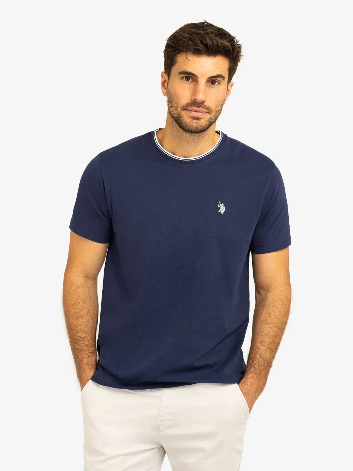 Акція на Футболка бавовняна чоловіча U.S. Polo Assn 11A799-0400A(CLASSIC NAVY) XL Темно-синя від Rozetka