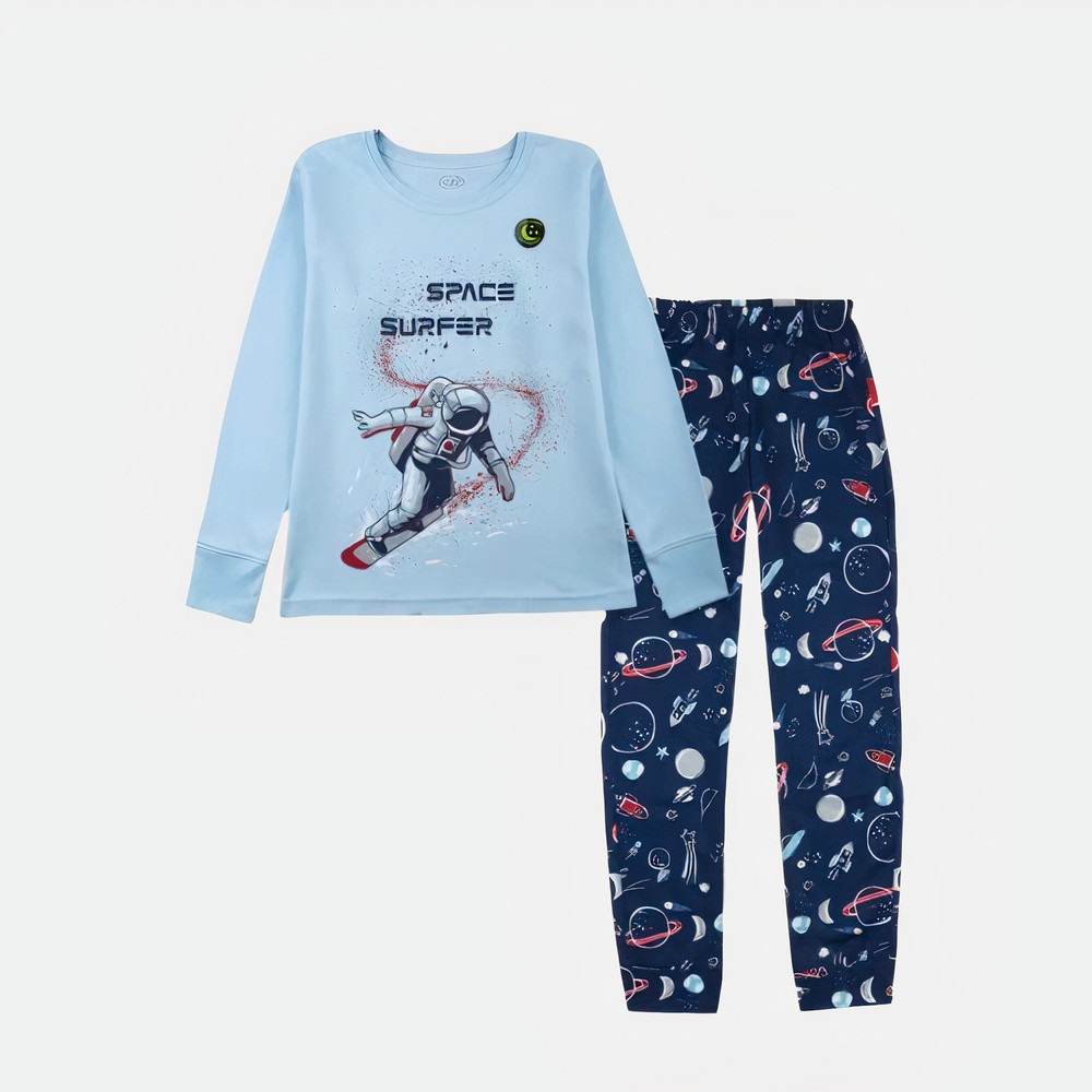 Акція на Підліткова піжама для хлопчика Flamingo 249-086 140 см Блакитна від Rozetka