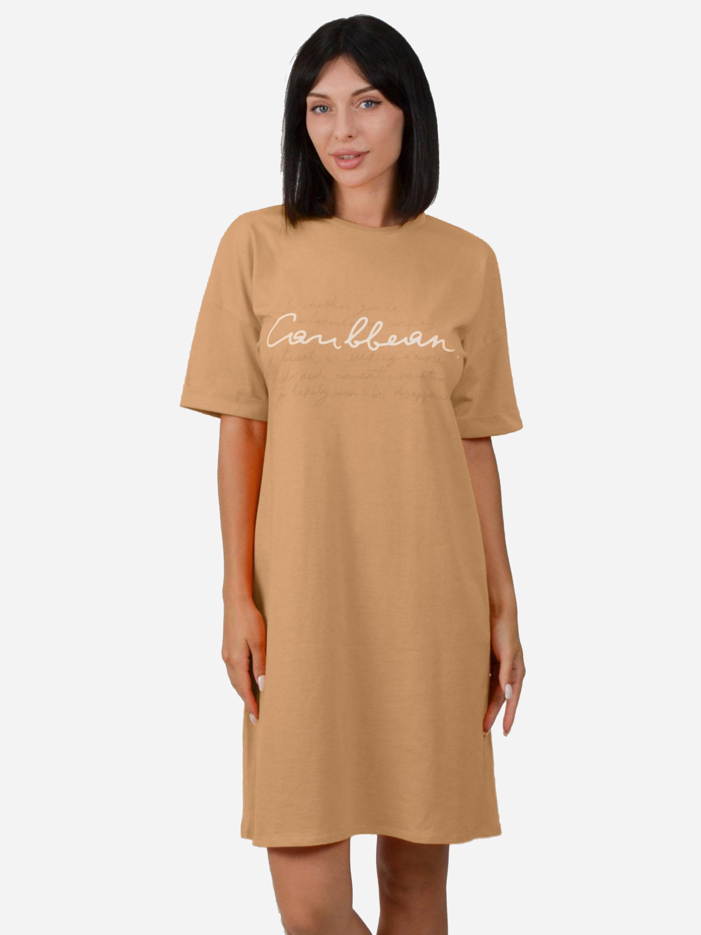 Акція на Нічна сорочка жіноча бавовняна великого розміру Roksana Assorty 1403 2XL Бежева від Rozetka