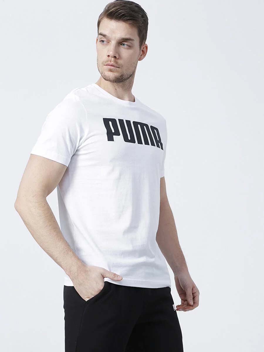 Акція на Футболка бавовняна довга чоловіча Puma ESS PUMA Tee M 84722302 M White від Rozetka