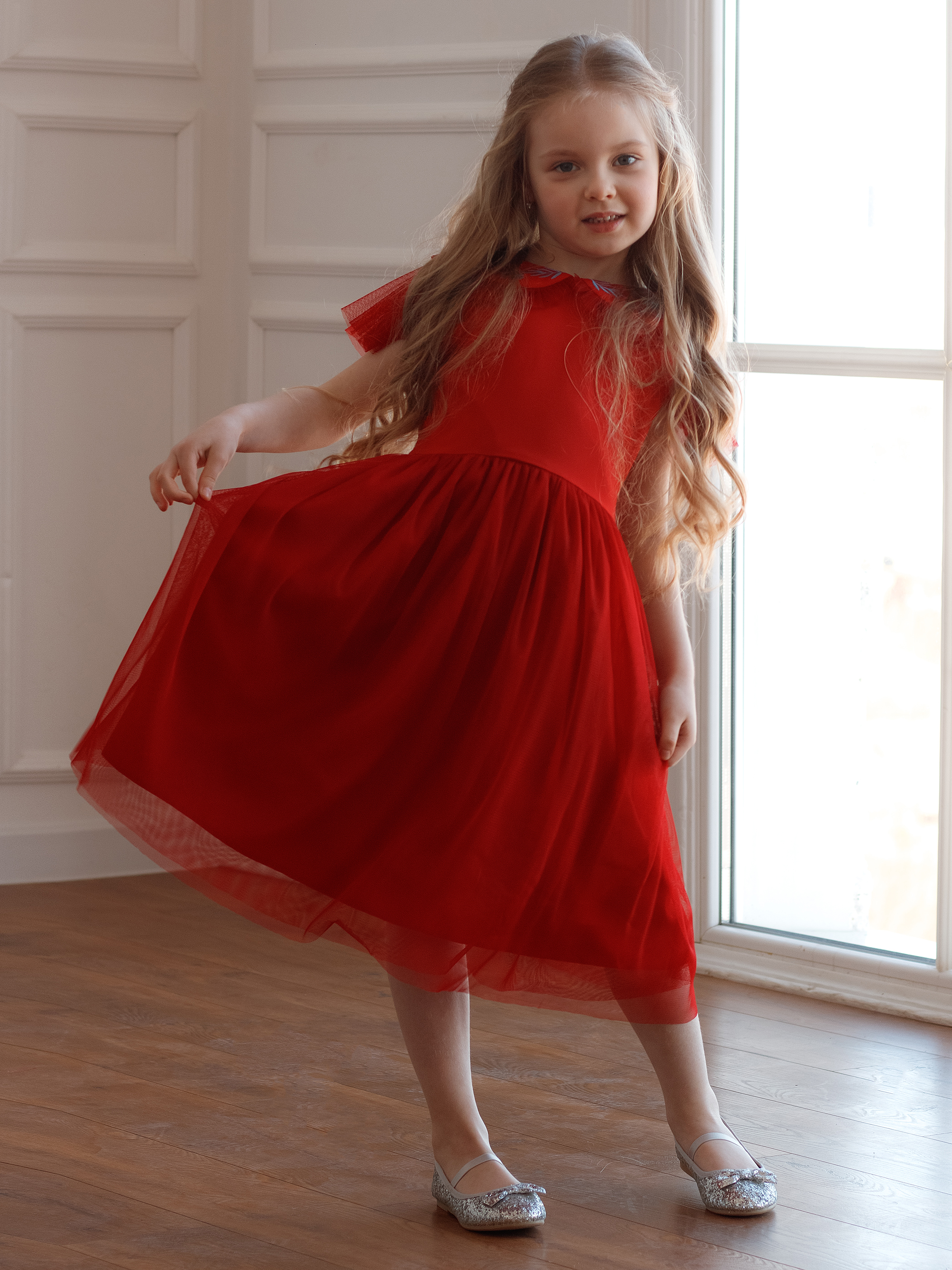 Акція на Дитяче святкове плаття для дівчинки Flavien 7076/02 116 см Червоне від Rozetka