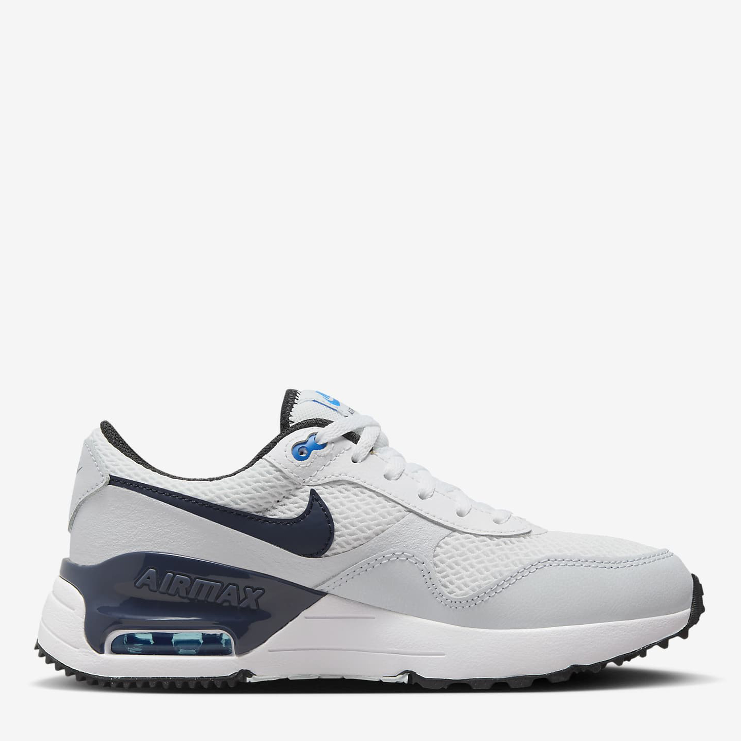 Акція на Підліткові кросівки для хлопчика Nike Air Max Systm (Gs) DQ0284-112 35.5 (3.5Y) White/Thunder Blue-Football Grey від Rozetka