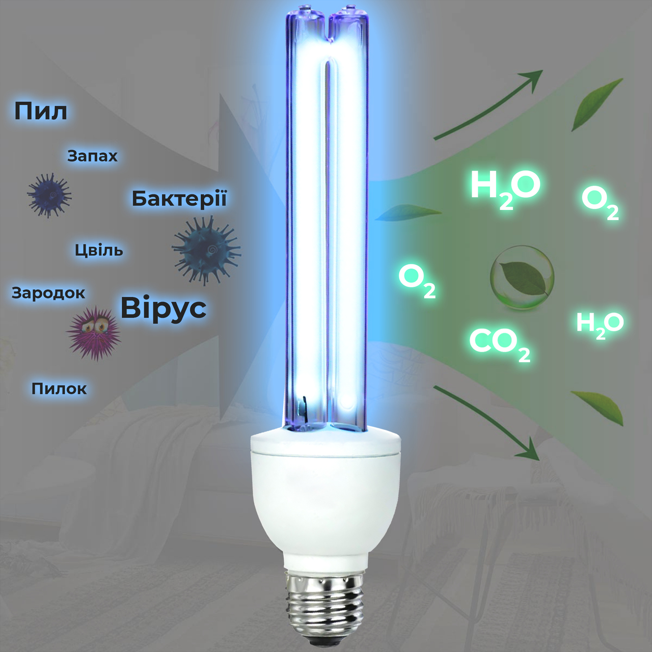 Відео для товару Ультрафіолетова кварцова лампа бактерицидна дезінфікуюча  для домашньої стерилізації