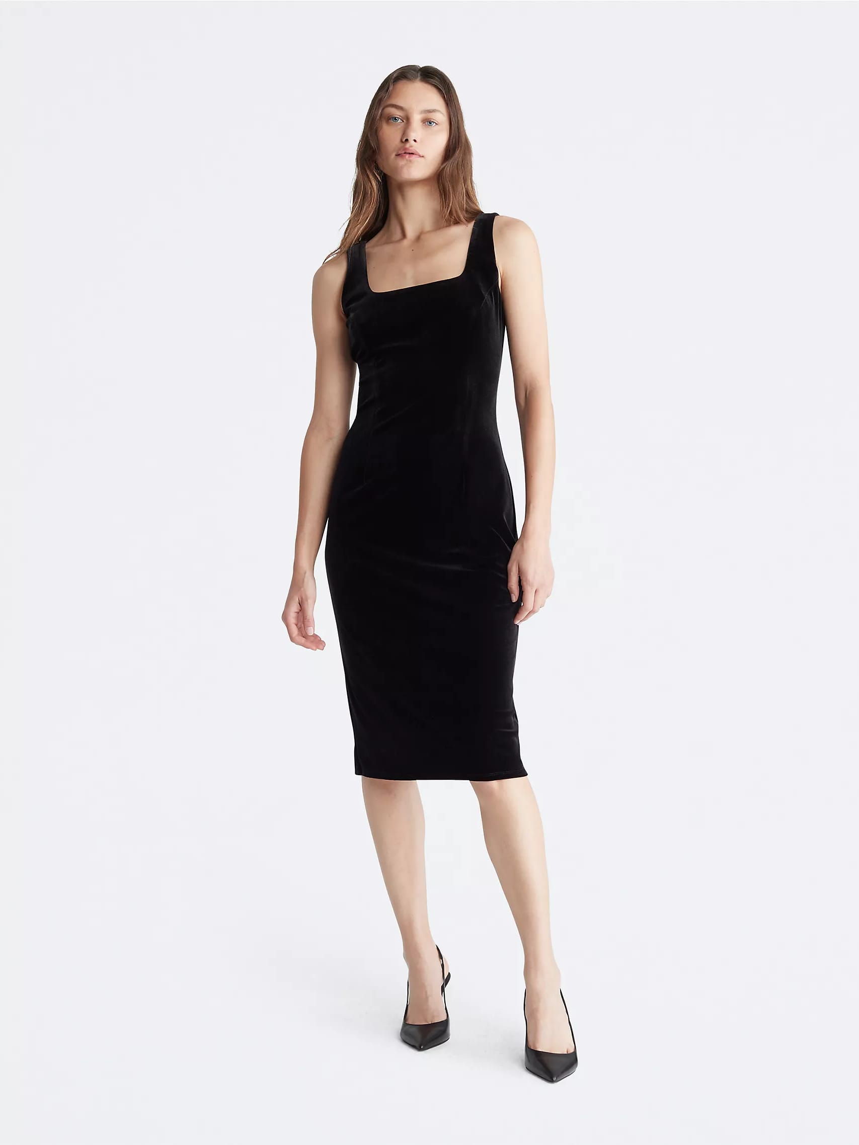 Акція на Сукня міді літня жіноча Calvin Klein 613916304 12 Чорна від Rozetka