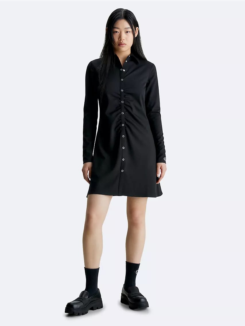Акція на Сукня-сорочка коротка осіння жіноча Calvin Klein 131952759 S Чорна від Rozetka