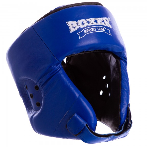 

Защита для бокса/единоборств Шлем боксерский открытый кожаный BOXER 2029 р-р M синий (DS0002617)