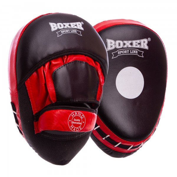 

Лапы/макивары Лапа Изогнутая кожаная (2шт) BOXER 2012-01 Элит, черный-красный (DS0002538)