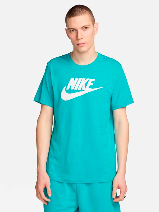 Акція на Футболка бавовняна довга чоловіча Nike M NSW TEE ICON FUTURA AR5004-345 M Бірюзова від Rozetka