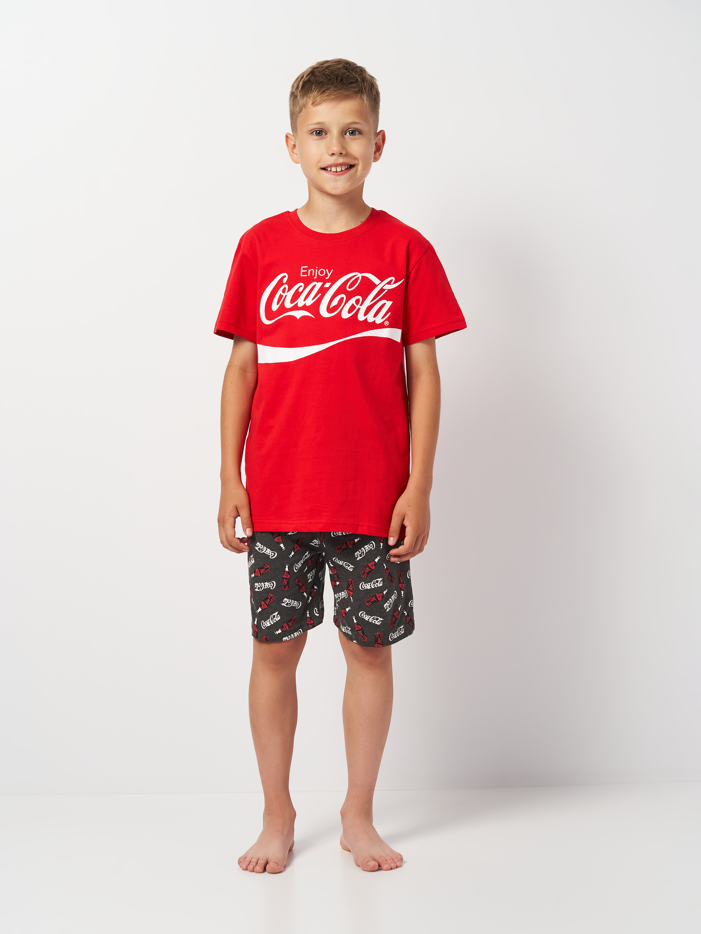 Акція на Підліткова літня піжама для хлопчика Disney Coca Cola 52-04-3273 140 см Червоний/Темно-сірий від Rozetka