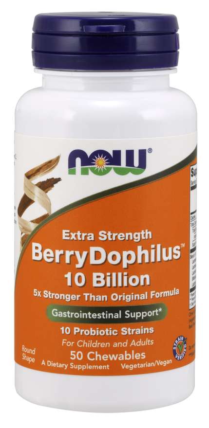 

Специальный продукт NOW BerryDophilus Extra Strength 10 Billion Chewables 50 таблеток (4384301179)