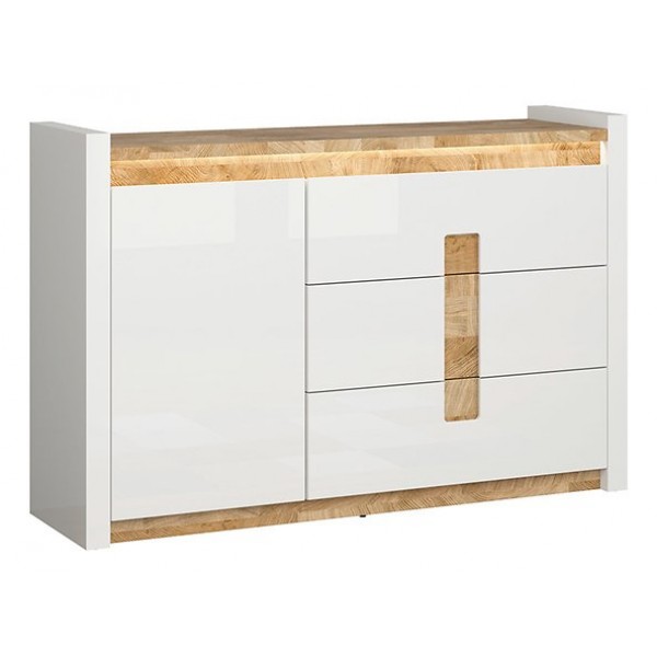 

Комод KOM1D3S в гостиную, в спальню из ДСП + МДФ Alameda BRW (Black Red White) Польша
