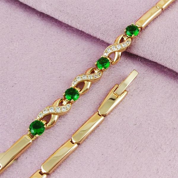 

Браслет Xuping 18/19 см Переплеты зеленый камень медицинское золото позолота 18К А/В 4-0133