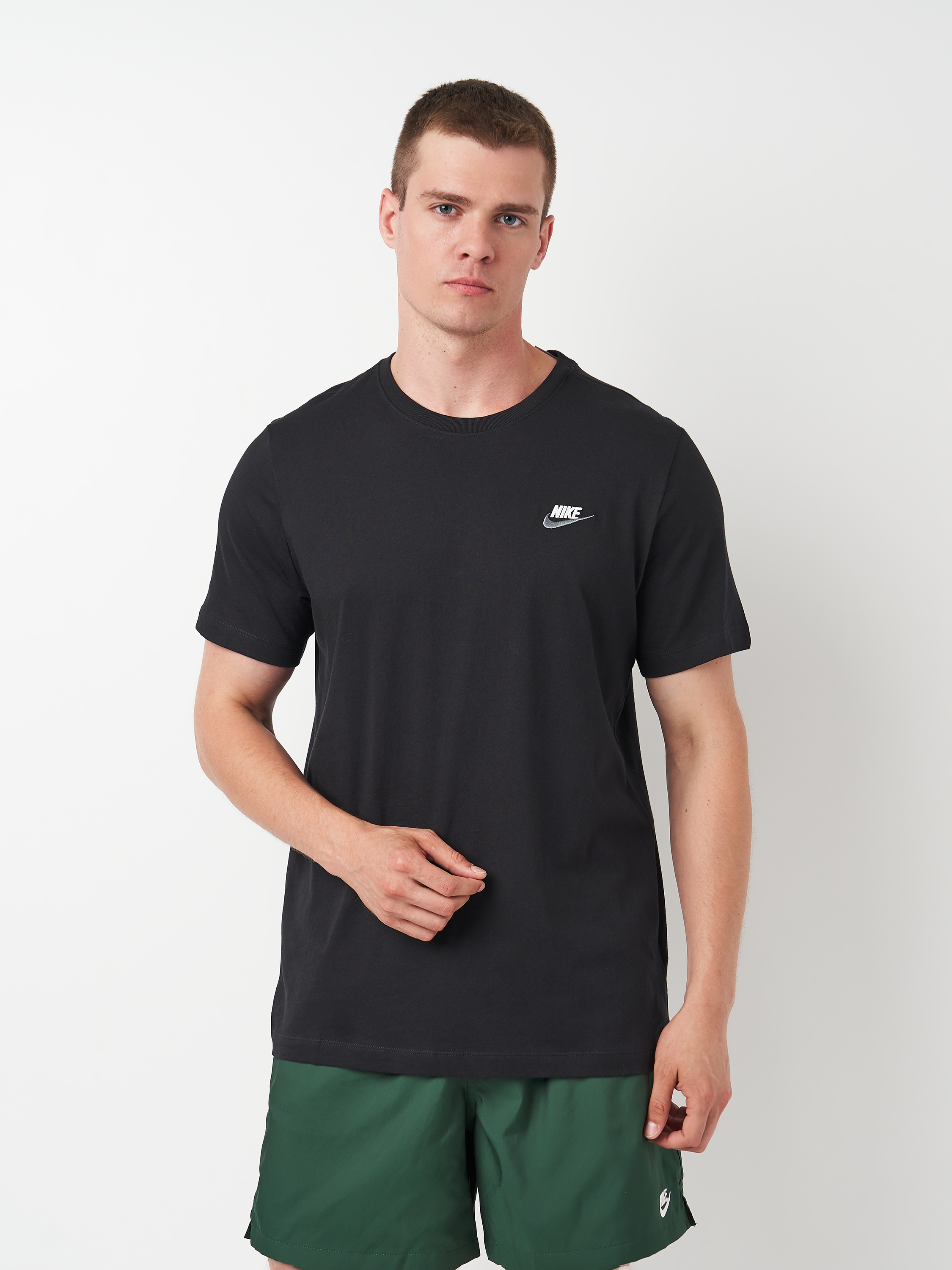 Акція на Футболка довга чоловіча Nike M Nsw Club Tee AR4997-014 2XL Чорний/Білий/Темно-сірий від Rozetka