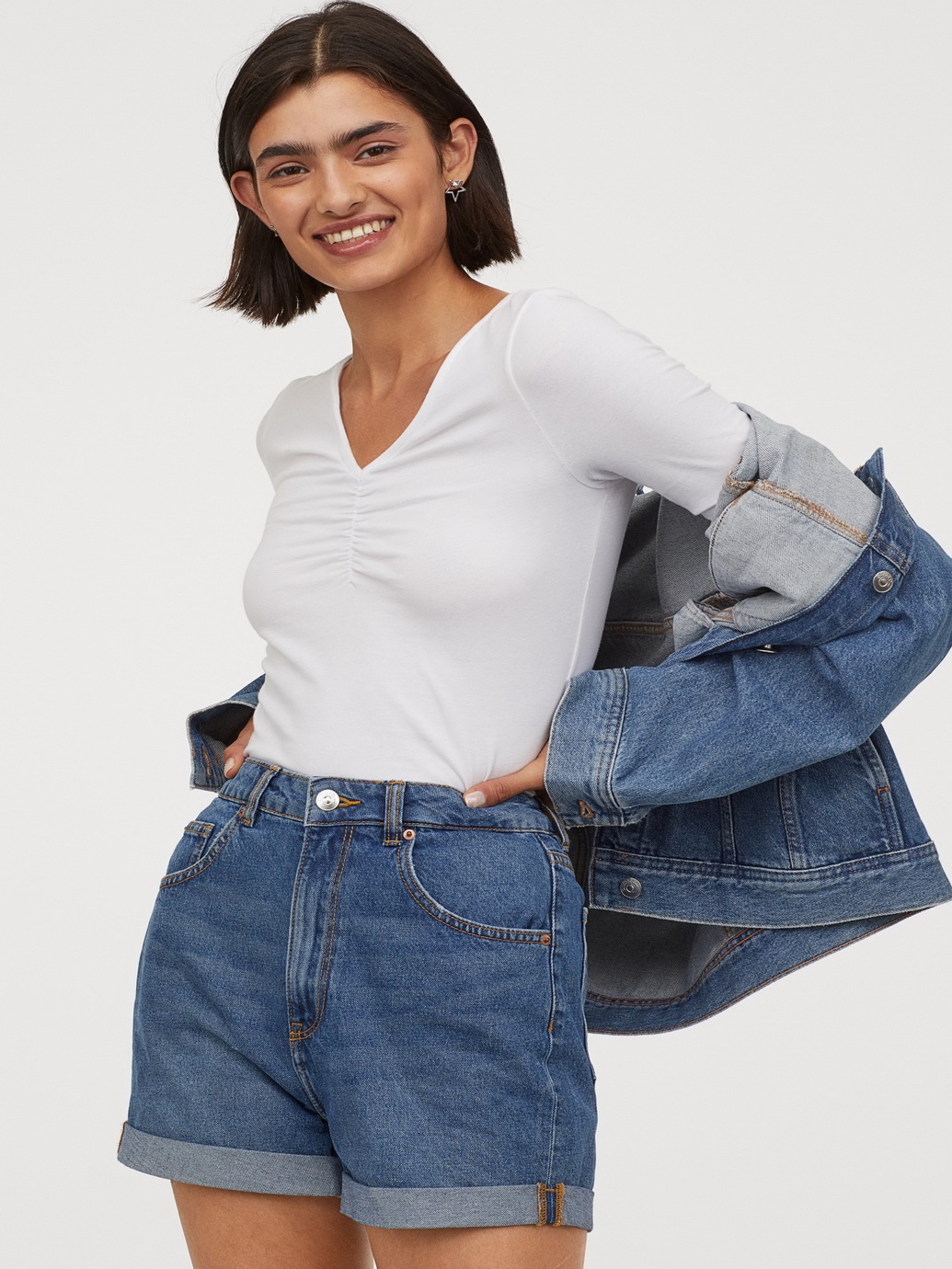 

Лонгслив H&M 0801673-0 M Белый