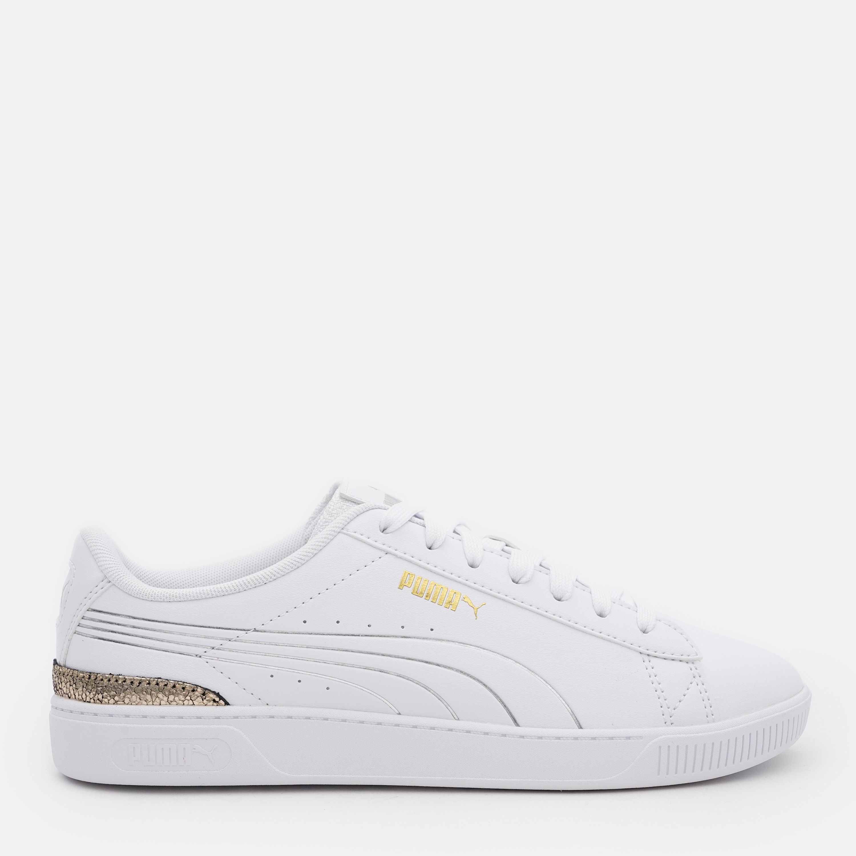 Акція на Жіночі кеди низькі Puma Vikky v3 Metallic Shine 39508501 41 (7.5UK) 26.5 см Puma White-Puma Gold-Puma Silver від Rozetka