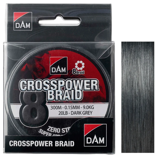 

Шнур рыболовный DAM Crosspower 8-Braid 300 м 0.10 мм 5.4 кг/12 Lb Dark grey