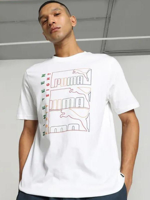 Акція на Футболка бавовняна довга чоловіча Puma GRAPHICS Triple Logo Tee 68017302 XL White від Rozetka