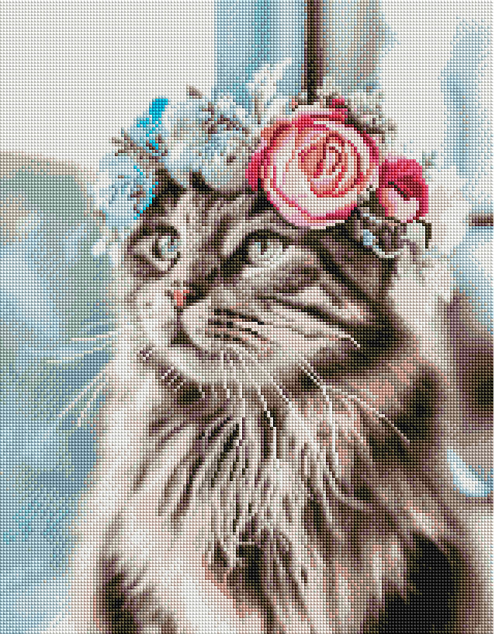 

Алмазная мозаика "Кошка в веночке" Brushme 40х50 см 000145516