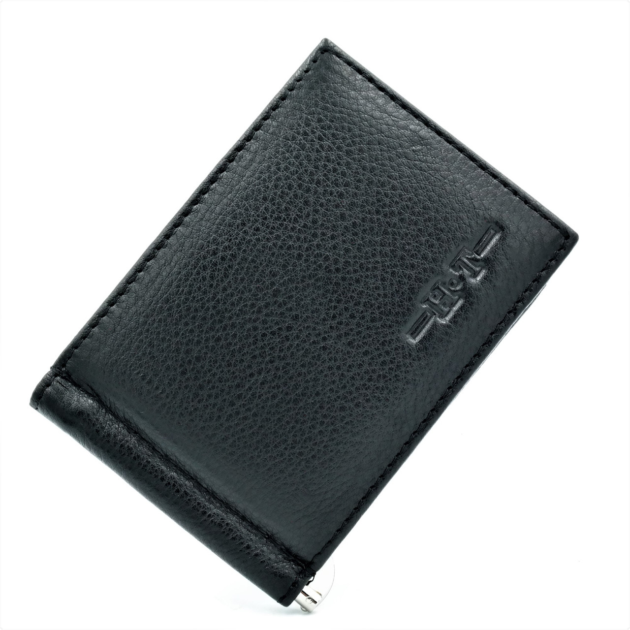 

Мужской кожаный зажим для купюр H.T.Leather 7,5х11х1,5 см Черный 000146610