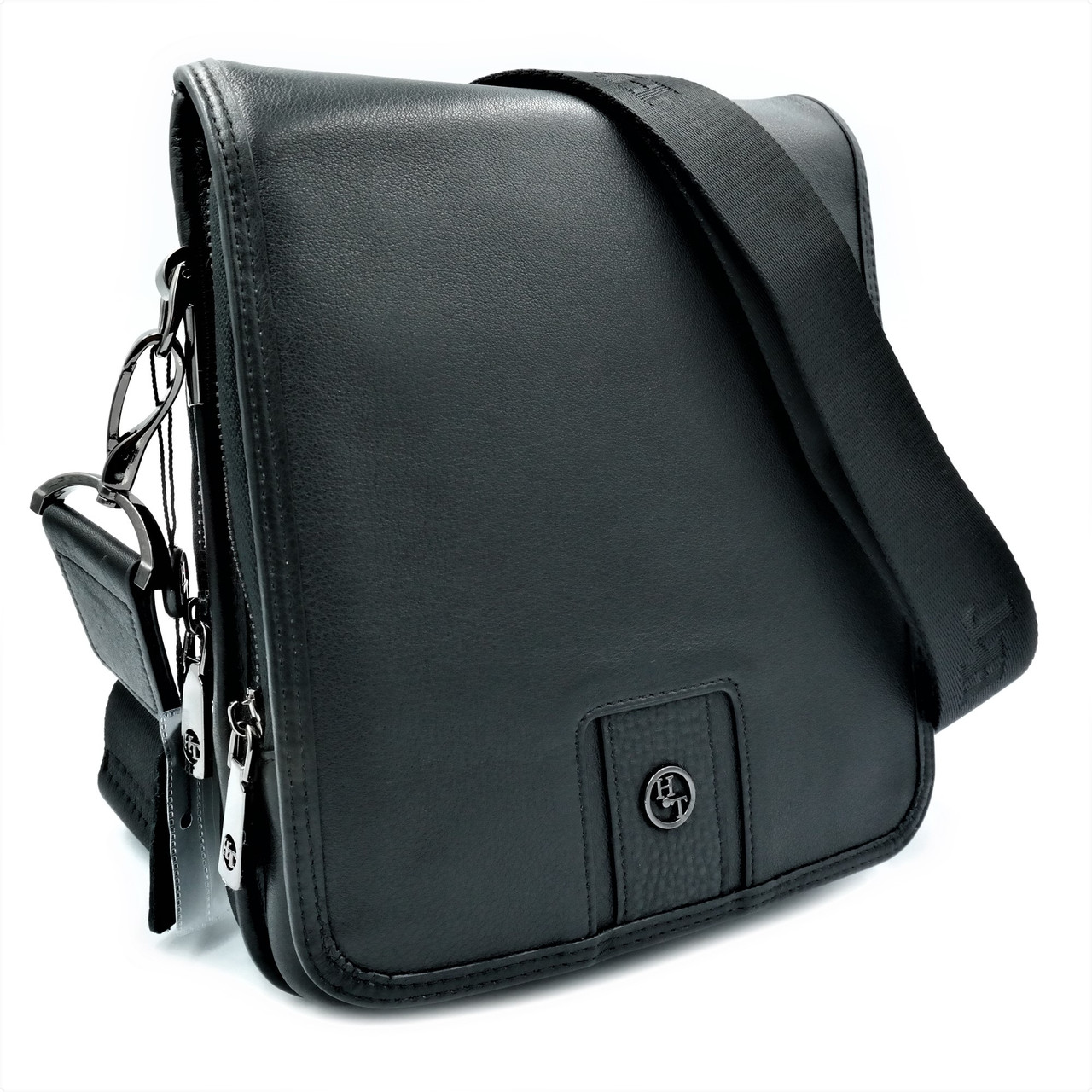 

Мужская кожаная сумка H.T.Leather 23х20х7 см Черный 000147076