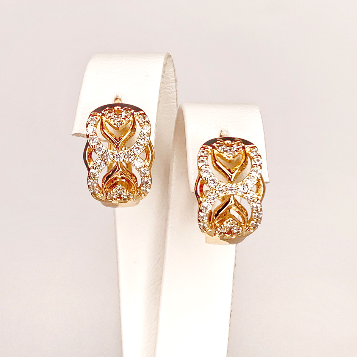 

Серьги Xuping из медицинского золота, белые фианиты, позолота 18K, 24915