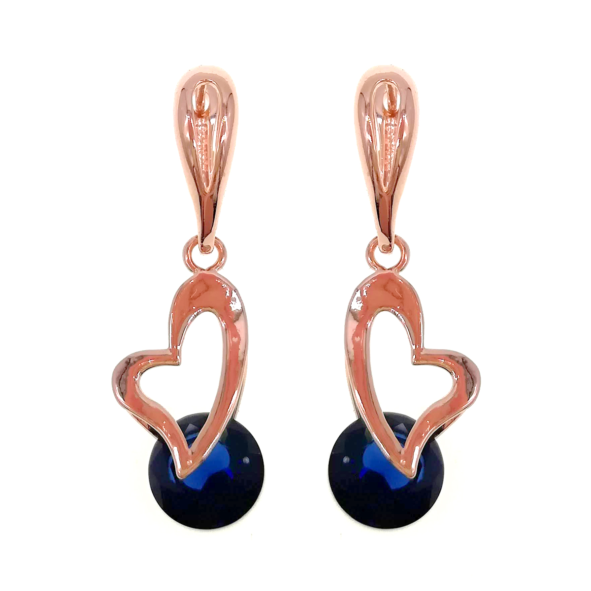 

Серьги SONATA из медицинского золота, синие фианиты, позолота PO, 23072