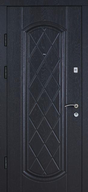 

Входные двери Комфорт мод.214 Дуб графит / Белая текстура петли слева 850*2050