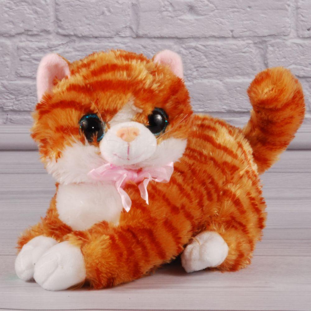 

Мягкая игрушка котенок с бантиком рыжий