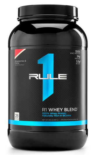 

Комплексный протеин Rule 1 Whey Blend - 898 г - Клубника и крем