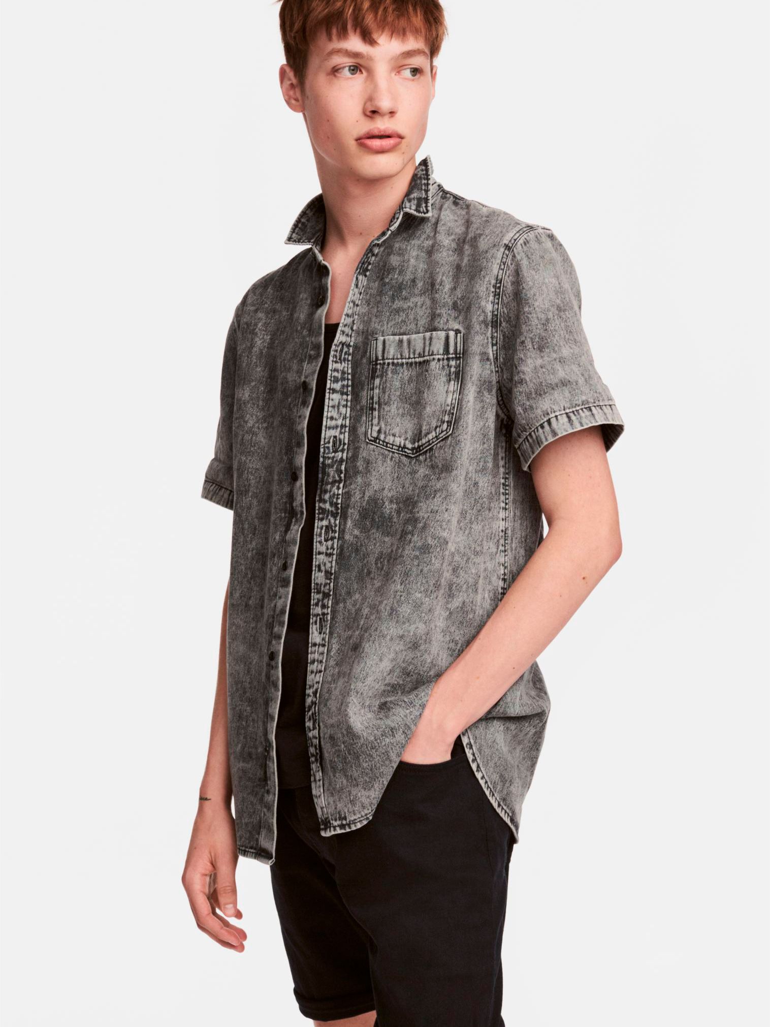

Рубашка джинсовая H&M 3640735RP12 XL Серая