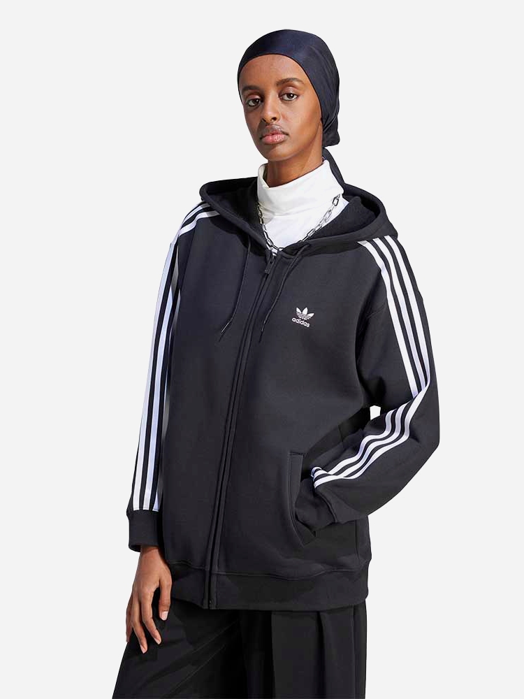 Акція на Толстовка на блискавці з капюшоном жіноча adidas Adicolor Classics 3-Stripes Full-Zip Hoodie W IK0438 S Чорна від Rozetka