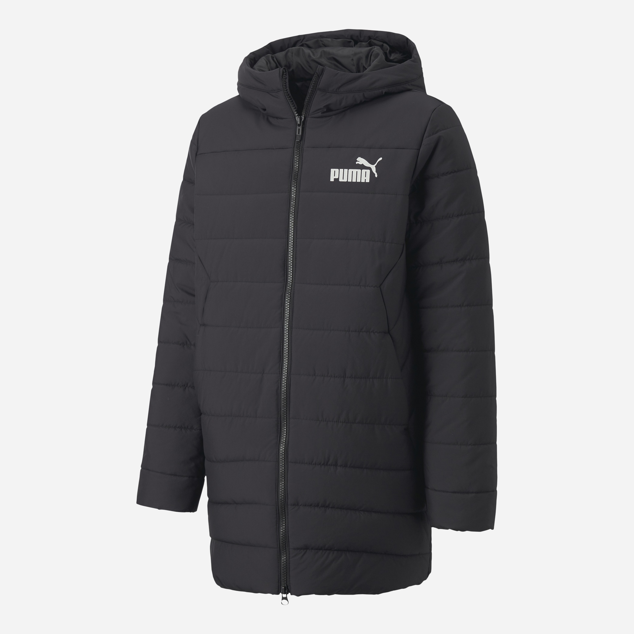 Акція на Дитяча зимова довга стьобана куртка для хлопчика Puma ESS Hooded Padded Coat 84986201 128 см Puma Black від Rozetka