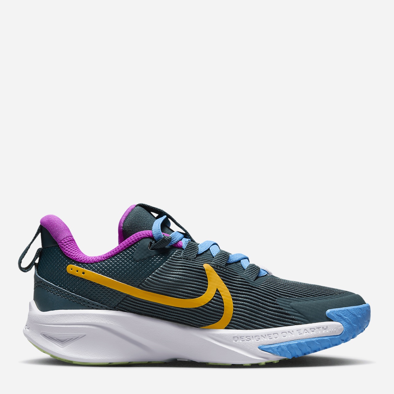 Акція на Підліткові кросівки для дівчинки Nike Star Runner 4 Nn (Ps) DX7614-300 35 (3Y) Jungle/Hyper Violet/Vapor Green/Sundial від Rozetka