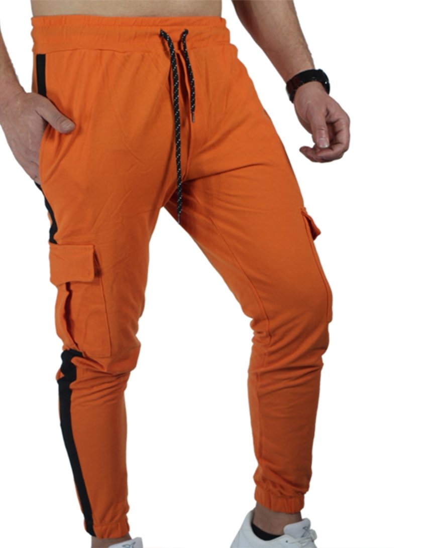 

Спортивные штаны Fiyasko Fashion с накладными карманами M оранжевые (3393)