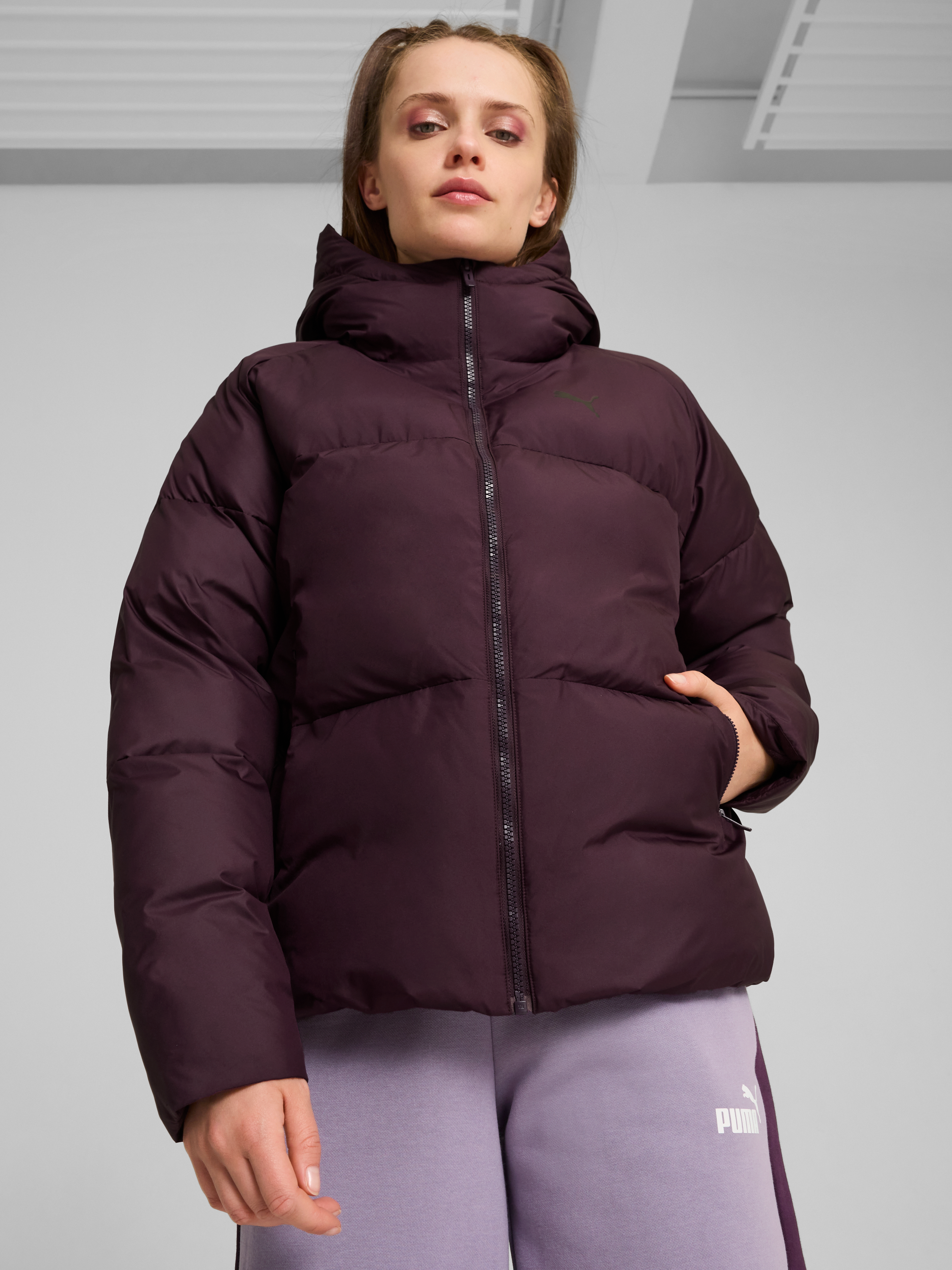 Акція на Куртка демісезонна з капюшоном жіноча Puma Poly Puffer Jacket 62648944 L Фіолетова від Rozetka