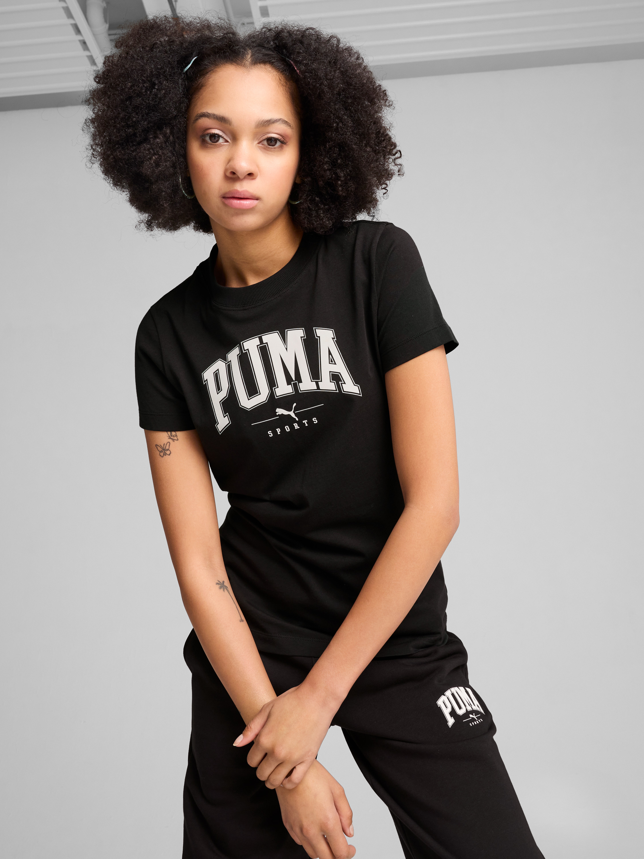 Акція на Футболка бавовняна жіноча Puma Squad Graphic Tee 68153701 M Чорна від Rozetka