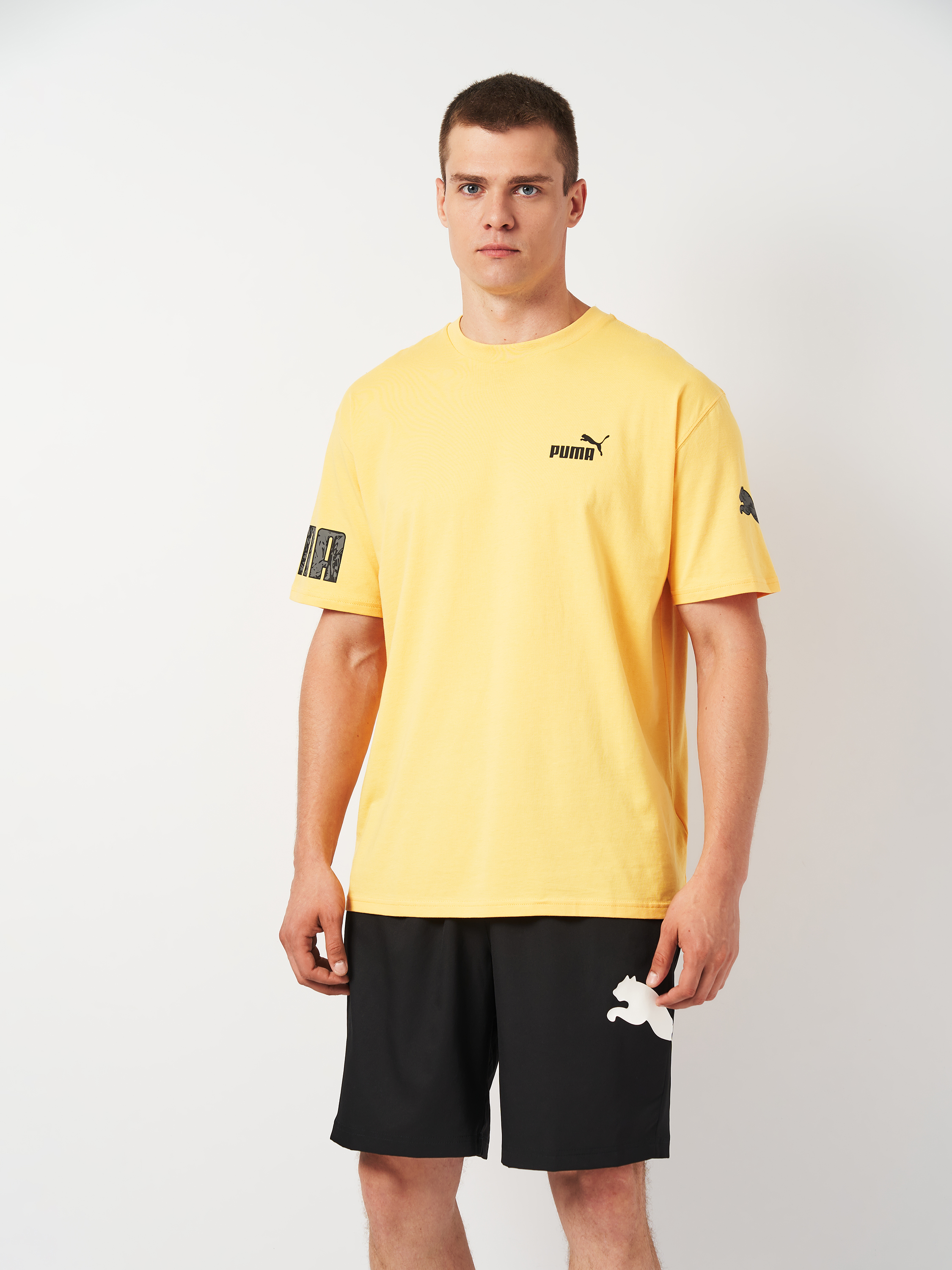 Акція на Футболка бавовняна довга чоловіча Puma PUMA POWER Tee 67339940 XL Mustard Seed від Rozetka