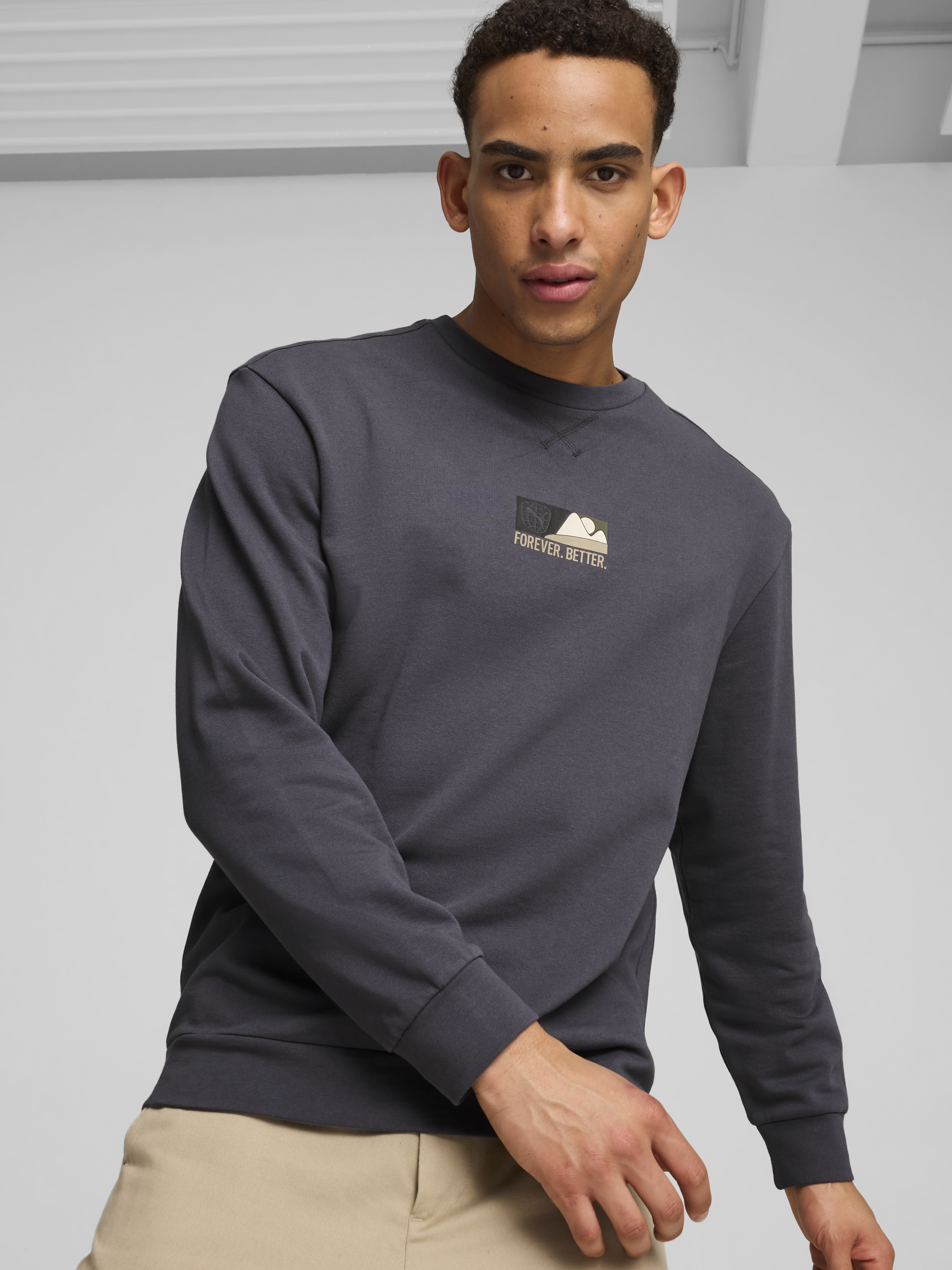 Акція на Світшот чоловічий Puma Better Sportswear Crew 68175869 S Сірий від Rozetka