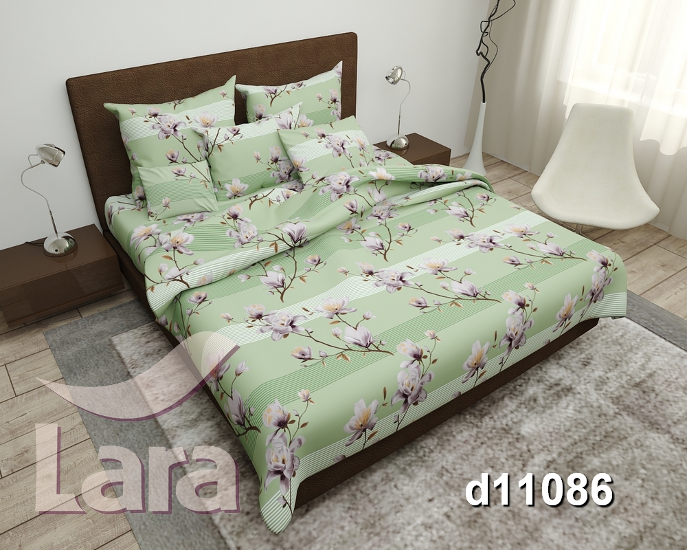 

Постельное белье LARA бязь d11086d двуспальное 4 наволочки в комплекте