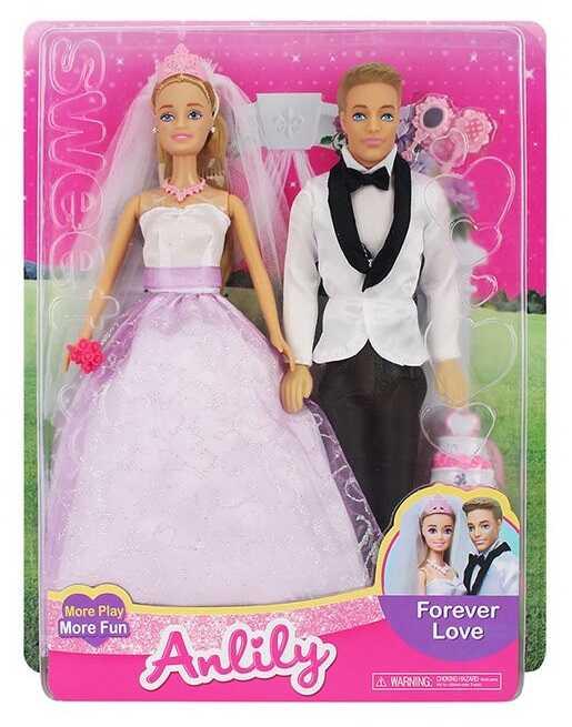 

Набор кукол 99261 (24/2) жених, невеста, акксессуары, в коробке