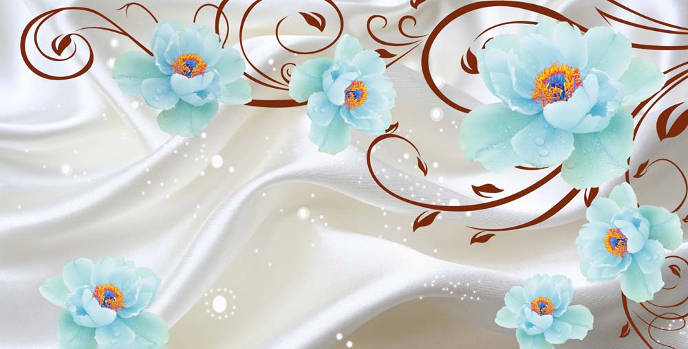 

Фотообои WS Wallpaper Цветы на шелке 296*200 (41220181) Холст