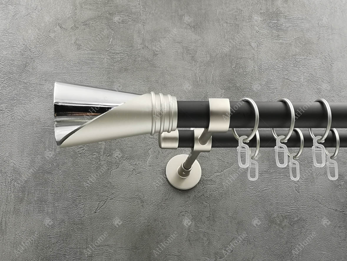 

Карниз Quadrum Дункан 400 см двойной модерн Сатин/черный матовый 25/19 мм гладкая (кольца с крючками)