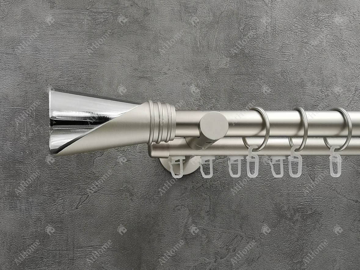 

Карниз Quadrum Дункан 200 см двойной универсальный Сатин 25/19 мм гладкая/импрессионная (кольца с крючками)