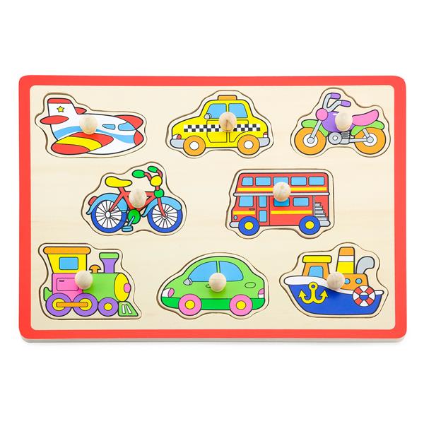 

Дерев'яна рамка-вкладиш Viga Toys Кольоровий транспорт (50016)