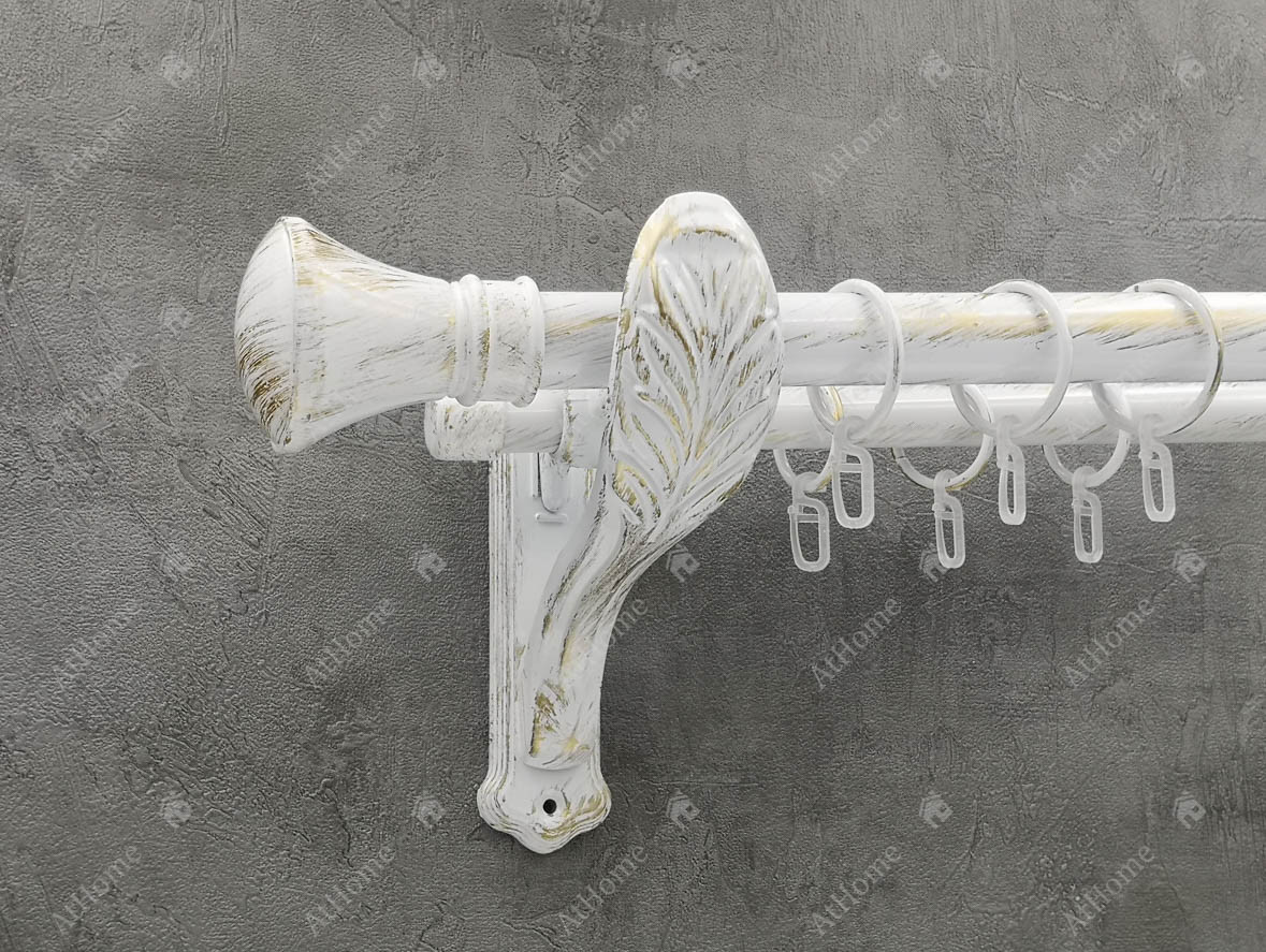 

Карниз Quadrum Люксор 300 см двойной белое золото ретро 25/19 мм гладкая (кольца с крючками)