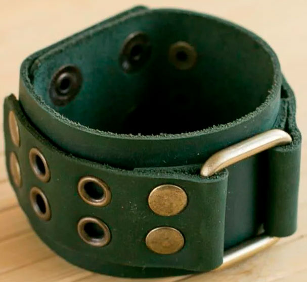 

Браслет Gridasov Leathercraft Heavy Metal из натуральной кожи зеленый (WR-006-GR)