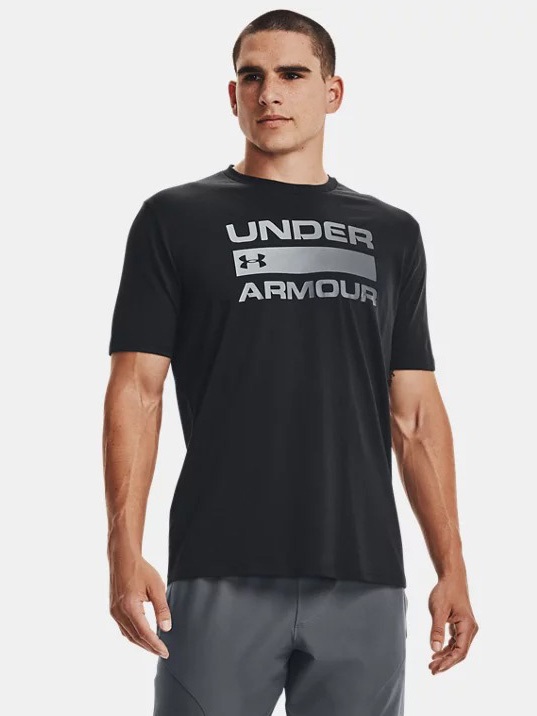 Акція на Футболка довга чоловіча Under Armour Ua Team Issue Wordmark Ss 1329582-001 XXL Чорна з принтом від Rozetka