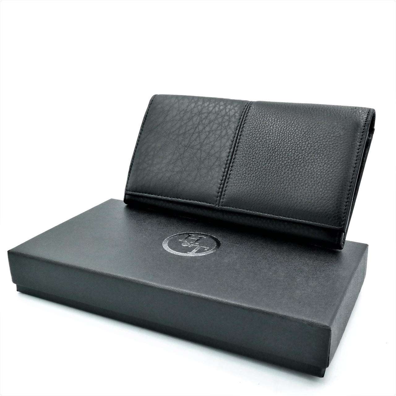 

Кожаный кошелек мужской H.T.Leather 18х10х3 см Черный